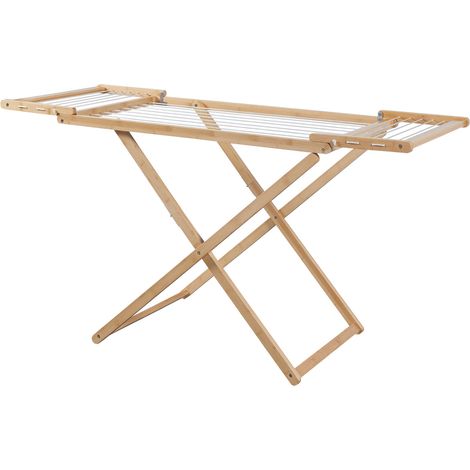 Stendibiancheria in bambù 154 x 59 x 82 cm bianco naturale 030011337