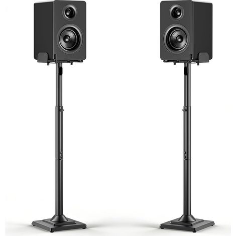 Standing Speaker Stand, Height Adjustable, Universal Speaker Stand with Extendable Support Plate and Internal Cable Channel, 11 lbs Load Capacity, 1 Pair (1/5)