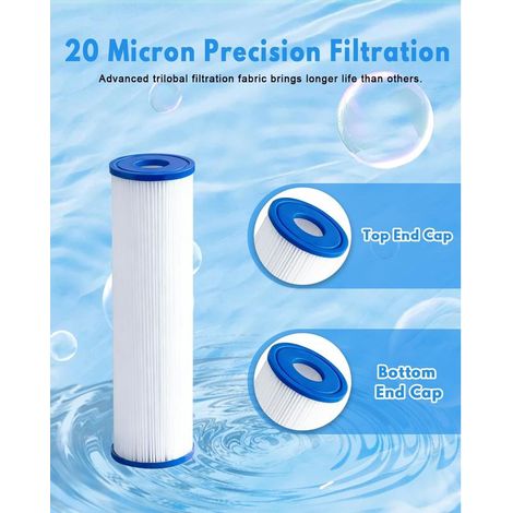Eisbadfilter 25,4 cm x 6,35 cm (6er-Pack) Kaltwasserfilter 20 Mikron, plissierter Filter, Ersatz für Eisbad und Heißbad (1/3)
