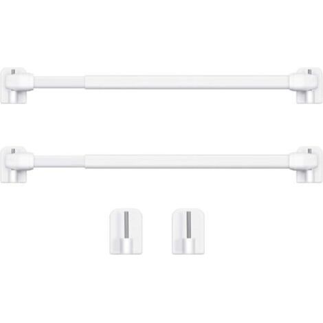 Tringle à Rideau en Plastique Réglable Tringle à Rideau Extensible pour Fenêtre Barres d'Armoire Tige de Tension Crochets de Tringle à Rideau Adhésive, 40-60cm (Blanc，2pcs) (1/5)