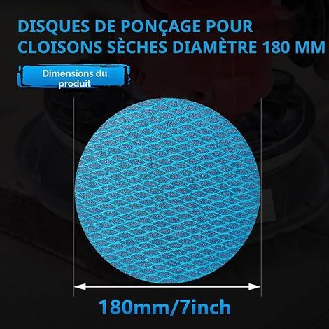Disques Abrasifs 180mm - Grains 60/80/120/180/240 - Papier Abrasif pour Bois, Métal, Plastique et Plâtre (1/4)