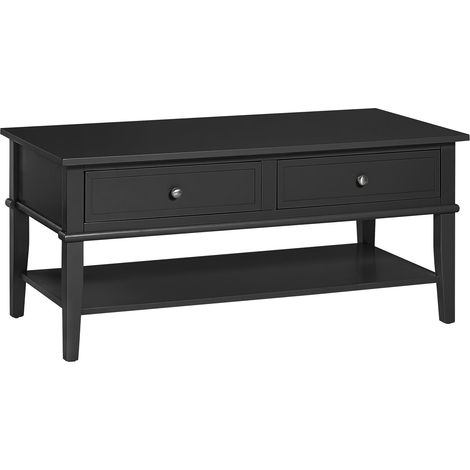 Table basse avec 2 tiroirs en mélaminé noir (1/5)