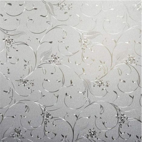 Sichtschutzfolie, Fensterfolie mit Blumenmuster, Milchglasfolie für mehr Privatsphäre, wiederablösbare Verdunkelungsfolie ohne Klebstoff, UV-beständig, 60 x 200 cm (1/5)