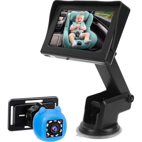 Caméra voiture bébé, moniteur 4,3" vision nocturne, 150°, rétroviseur siège arrière 360° (1/5)