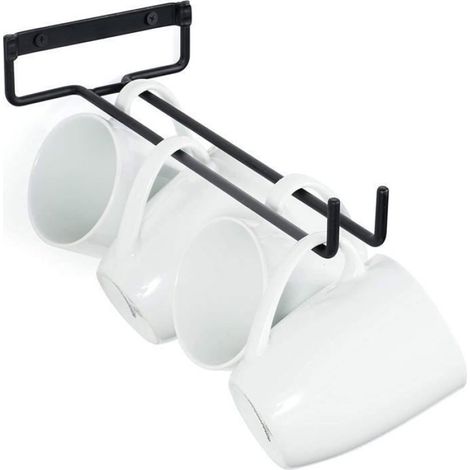 Support Verre A Vin - Metal - Suspendu - Pour Etagere Cuisine Bar Restaurant - 30 Cm - Noir - 4 Pieces (1/4)