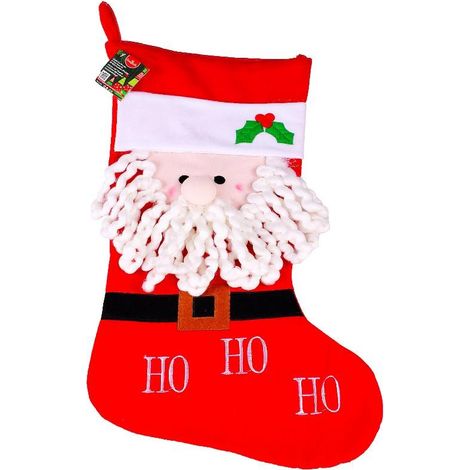 Chaussette Père Noël avec barbe 65 cm Noël
