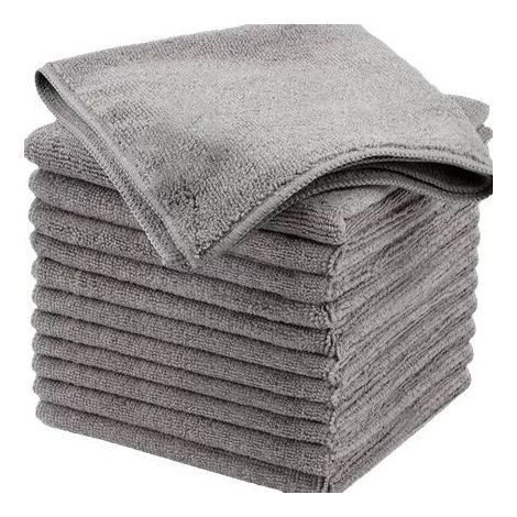 12 chiffons de nettoyage gris pour le lavage de voiture et la cuisine, doux et absorbants, 25 x 25 cm (1/4)