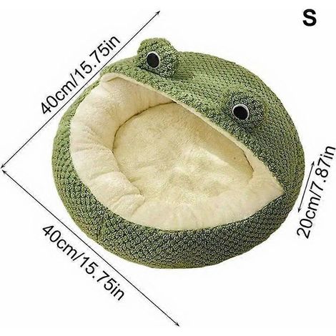 Panier semi-fermé pour chat, petit nid mignon en forme de grenouille pour chiens et chats, confortable, respirant et moelleux.
