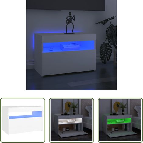 vidaXL Fernsehstand - TV-Schrank mit LED-Leuchten Weiß 60x35x40 cm (1/5)