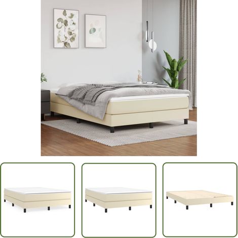 vidaXL Bettgestell Creme 140x200 cm Kunstleder (1/5)