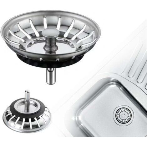 2 Pièces Filtre Évier INOX - Bonde Évier Cuisine Universelle 80mm avec Grille Antiblocage et Vidange Rapide (1/5)