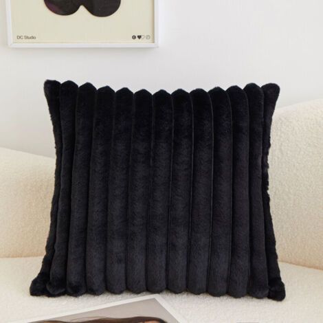 Set of 2 striped faux fur cushion covers, soft and comfortable, 45x45 cm, for living room, bedroom. (1/3)