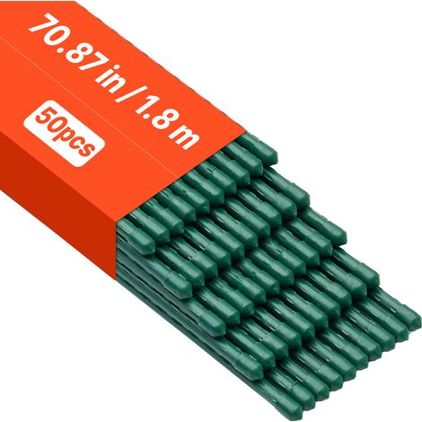 VEVOR Rankhilfe, 50er-Pack, Pflanzstab ⌀11x1800 mm, kunststoffbeschichtete Metall-Tomatenstäbe, Pflanzenstütze mit spitzem Ende & rutschfesten Noppen für den Anbau von Kletterpflanzen & Gemüse (1/5)