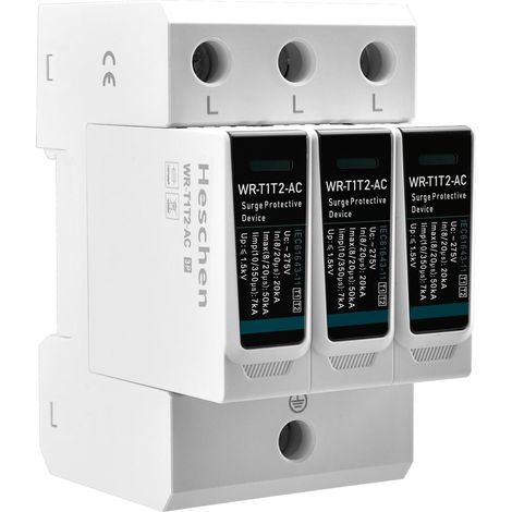 Dispositif de Protection Contre Les surtensions SPD, WR-T1T2-AC, 3P 275V, in 20kA, Iimp 7kA, Type T1+T2, Dispositif de limiteur Basse Tension, Montage sur Rail DIN 35mm (1/5)