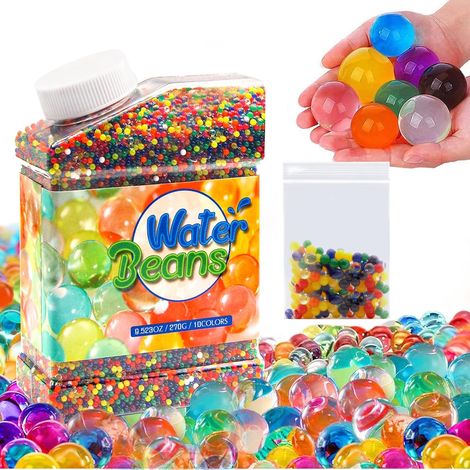 Perles d'eau, 50 000 perles colorées, décoratives et colorées, non toxiques et biodégradables, perles de gel pour fleurs et plantes (1/5)