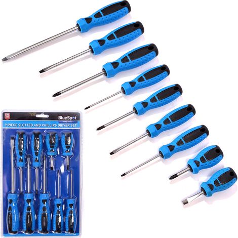 BlueSpot 9pc Magnetic Torx Pozi Hex Slotted Phillips Flat Screwdriver Set