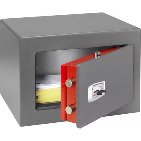 TECHNOMAX - Coffre fort à fixer certifié EN 15659 ignifuge pour papier protection 30mn à clé double panneton, 4 pênes, 12,7 L, 28x40x35,5