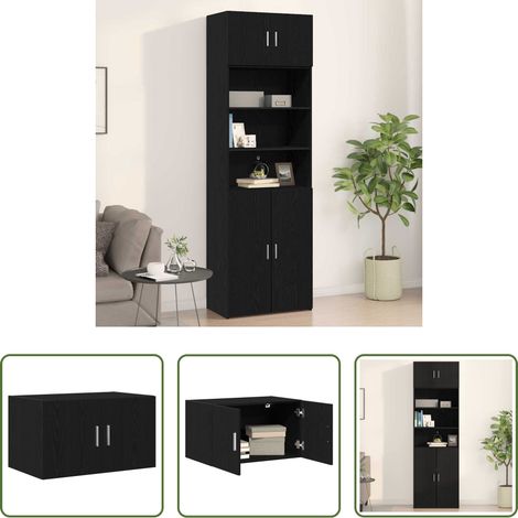 vidaXL Buffet rustique - Meuble mural Chêne noir 70 x 42.5 x 40 cm Bois d'ingénierie (1/5)
