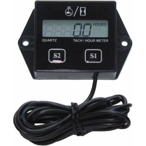 Tachymetre Moto, Tachymetre Numerique,Inductif Compteur Horaire pour 2 temps et 4 temps Petit moteur, Batterie remplaçable Tachymètre étanche pour moteur nautique ATV MTV UTV Engine