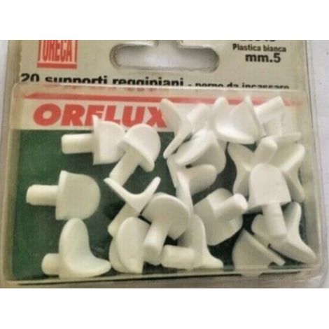 ORECA - 20 SUPPORTI REGGIPIANO IN PLASTICA BIANCA, PERNO DA INCASSARE 5MM