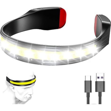 Linterna frontal recargable: linterna frontal LED ultraligera, impermeable y ultrapotente, ángulo de haz de 230°, 3 modos, 500 lúmenes, resistente al agua IPX6, con luz de fondo roja, adecuada para ac (1/4)