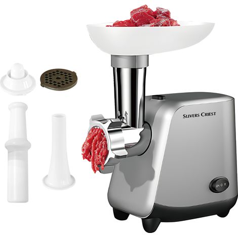 Hachoir à viande électrique professionnel, hachoir à viande domestique, moteur haute puissance 800 W, avec tube de remplissage de saucisses et accessoire Kubbe, protection contre les surcharges (1/5)