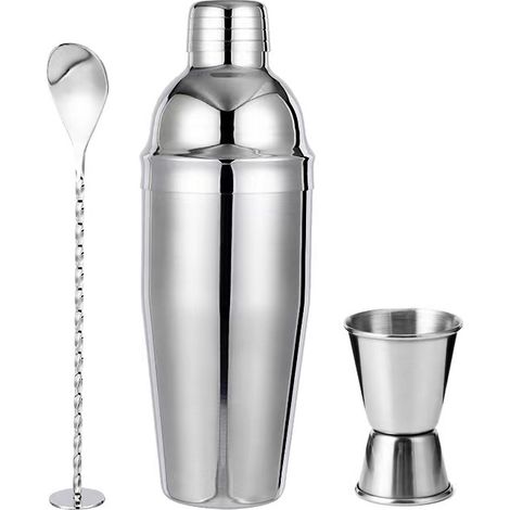 750-ml-Cocktailshaker-Set aus Edelstahl mit Innenfilter, zwei Messbechern (15 ml und 30 ml), professioneller Cocktailshaker für Bar und Zuhause, auslaufsicher und langlebig