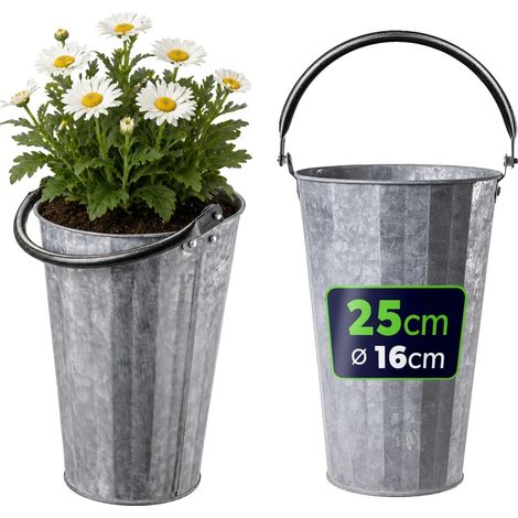Maceta de jardín, acero galvanizado, 16 cm de diámetro, diseño ligero, resistente a la intemperie, multifuncional. (1/5)