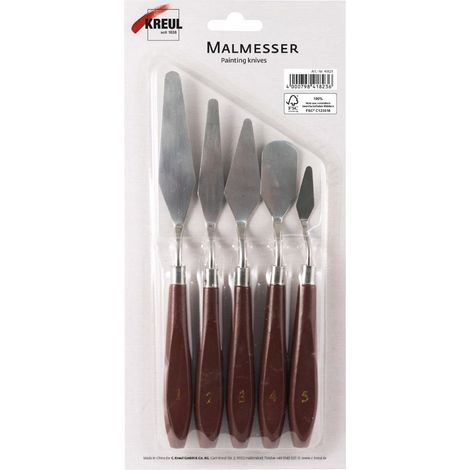 Kreul Solo Goya Malmesser Set mit Metallklingen und Holzgriffen 5 Stück Malmesser