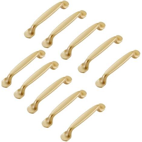 10 Stück goldene Griffe, Lochabstand 96 mm, Vintage aus Aluminiumlegierung, für Schubladen, Schränke, Kommoden, Küchen- und Schlafzimmerschränke