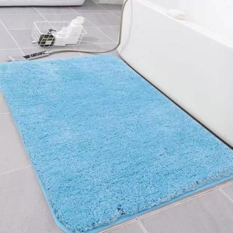 Tapis de Bain Bleu clair 45 70CM - Absorbant Antidérapant Tapis Salle de Bain - Moelleux Rectangulaire Paillasson (1/3)
