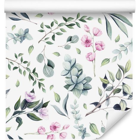 Papier peint à motifs de branches fleuries pour salon et chambre 50x1000 cm (1/5)