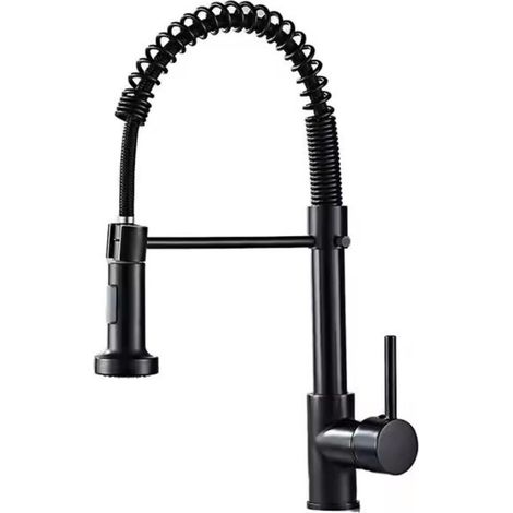 Robinet de cuisine avec bec extensible, noir — (1/3)