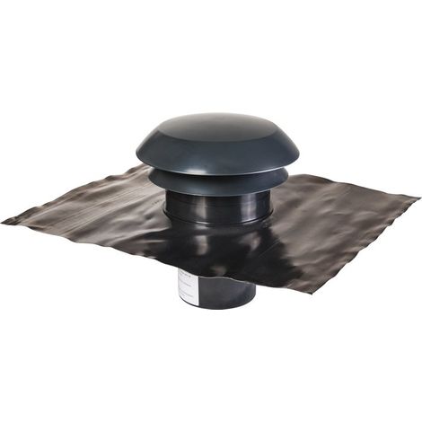 Anjos Ventilation – Chapeau de toiture plastique finition ardoise Ø 125 mm – Capot en plastique pour VMC – Joint d'étanchéité inclus – Fabrication française (1/3)