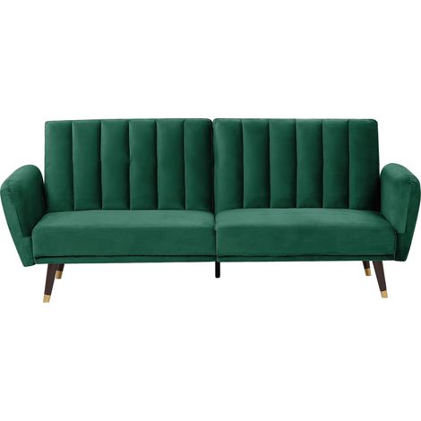 Sofá cama 3 plazas de terciopelo verde esmeralda convertible Vimmerby (1/5)