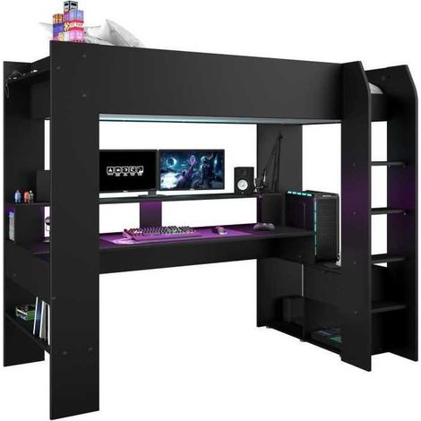 Parisot Gamer ONLINE Hochbett schwarz 90 x 200 cm (1/3)