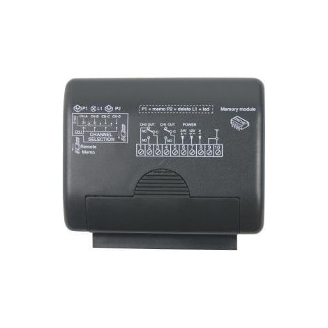 Récepteur radio 433,92 MHz FM – Alimentation 12/24 V AC/DC – 2 canaux – Compatible télécommandes Cardin – Montage intérieur - RMQ449200