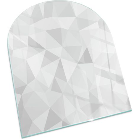 Plaque de protection Rectangulaire en verre trempé de sol décorative imprimée sous cheminée Motif géométrique abstrait 80x70 cm (1/5)
