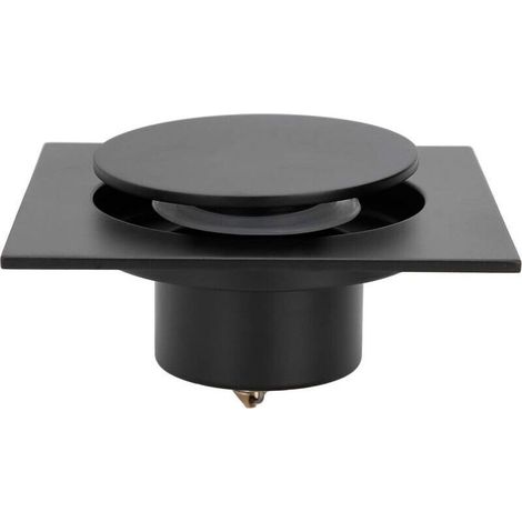 Caniveau de douche carré en acier inoxydable anti-odeurs pour cuisine, salle de bain, garage, sous-sol, toilettes, 10 x 10 cm (caniveau de sol noir) (1/3)