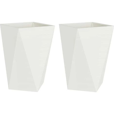 Juego de 2 maceteros modernos para exteriores de 50 x 50 x 75 cm con un aspecto elegante y sofisticado en acero blanco 020053037 (1/5)