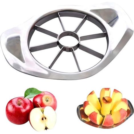 Cortador de frutas de acero inoxidable，2 piezas，15 x 11 cm，Cortador de manzanas y descorazonador，Cortador de frutas，Accesorio de cocina (1/5)