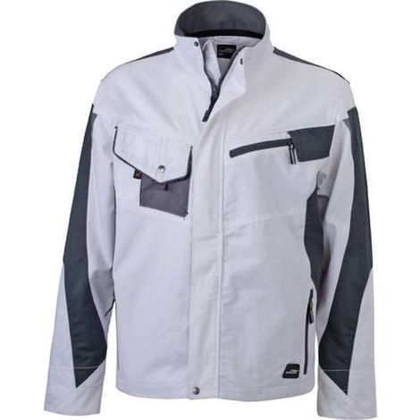 James & Nicholson Arbeitsjacke JN821 Gr. 4XL weiß/grau
