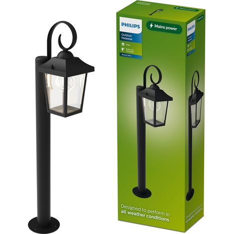 Outdoor, Borne Extérieure Buzzard + Ampoule LED E27, Noir (1/5)