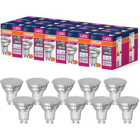 OSRAM Valore a stella a LED PAR16 LED LED per GU10 SCKEL, lampada riflettore, GL, 620 lumen, bianca diurna, 6500k, sostituzione per lampadine a 49 W convenzionali, non dimmerabile, pacchetto da 10