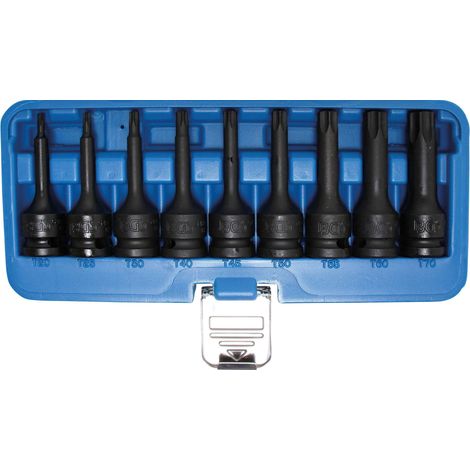 BGS Kraft-Bit-Einsatz-Satz Antrieb Innenvierkant 12,5 mm T-Profil (für TX) T20 - T70 9-tlg.