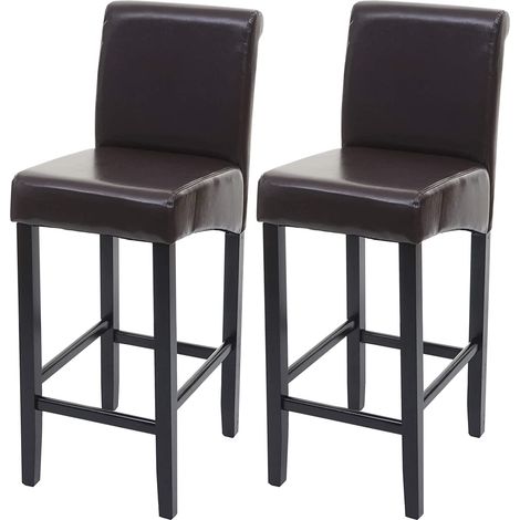 Juego de 2 taburetes de bar patas sintéticas marrón oscuro con reposapiés TDB04004 (1/5)