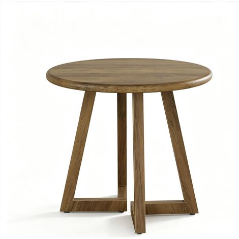 CHICFURN Mesa de comedor redonda 80x80x75 cm en MDF marrón, para 2 a 4 personas, ahorro de espacio (1/5)