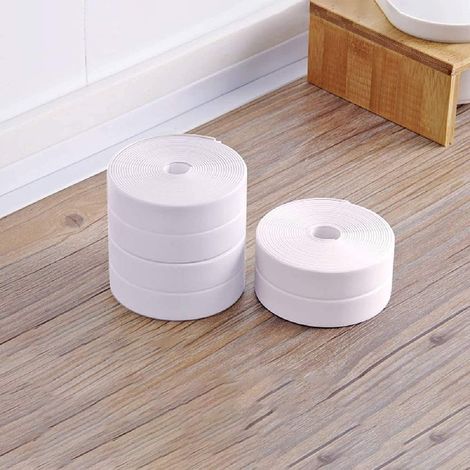 Bandes de calfeutrage imperméables et anti-moisissures pour cuisines et salles de bains (3,8 cm x 3,2 m) (blanc, paquet de 3) (1/5)