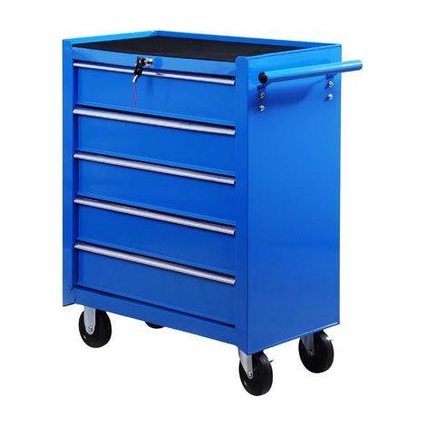 Carrello da Lavoro con 5 Cassetti Porta Utensili Blu 67.5x33x77 cm (1/5)