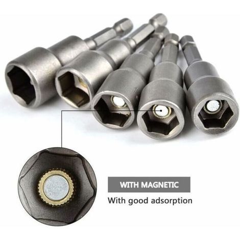 Douilles Magnétiques - Embouts Hexagonaux 6 à 19 mm - Raccord Carré 35 mm - Pour Visseuse À Percussion - Kit de 10 Pièces (1/5)